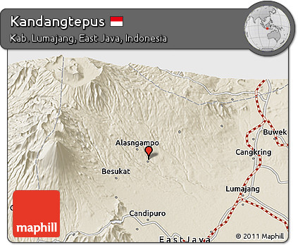 Shaded Relief 3D Map of Kandangtepus