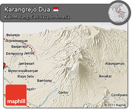Shaded Relief 3D Map of Karangrejo Dua