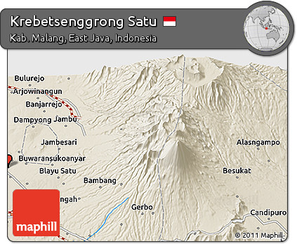 Shaded Relief 3D Map of Krebetsenggrong Satu