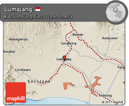 Shaded Relief 3D Map of Lumajang