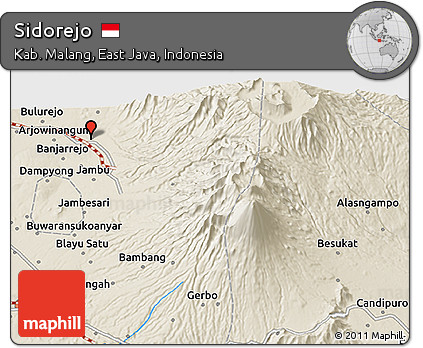 Shaded Relief 3D Map of Sidorejo