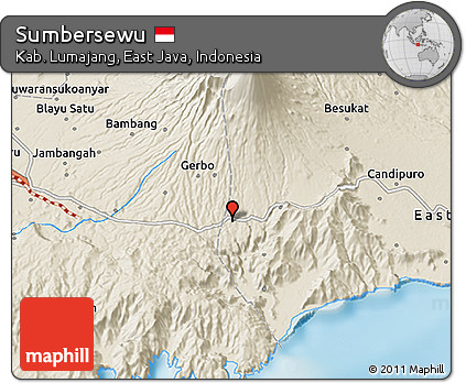 Shaded Relief 3D Map of Sumbersewu