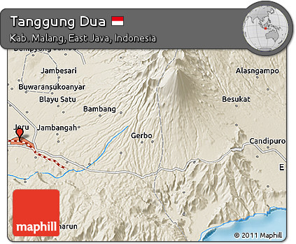 Shaded Relief 3D Map of Tanggung Dua