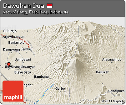 Shaded Relief 3D Map of Dawuhan Dua