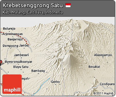 Shaded Relief 3D Map of Krebetsenggrong Satu