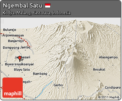 Shaded Relief 3D Map of Ngembal Satu
