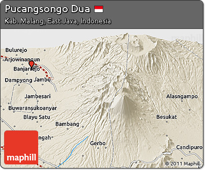 Shaded Relief 3D Map of Pucangsongo Dua