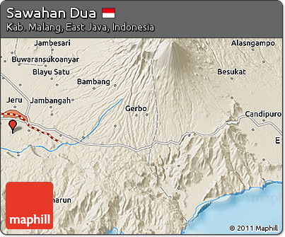 Shaded Relief 3D Map of Sawahan Dua