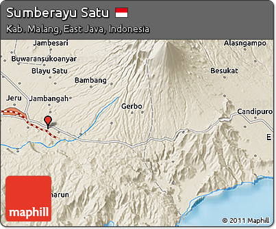 Shaded Relief 3D Map of Sumberayu Satu