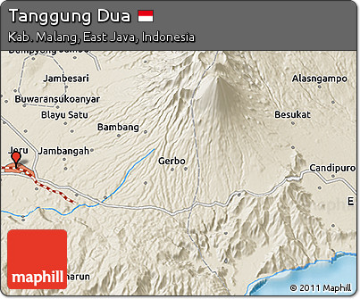 Shaded Relief 3D Map of Tanggung Dua