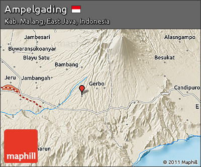 Shaded Relief 3D Map of Ampelgading