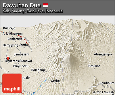 Shaded Relief 3D Map of Dawuhan Dua