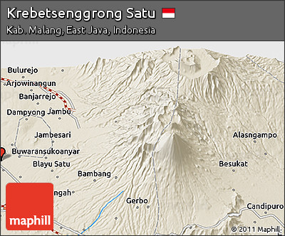 Shaded Relief 3D Map of Krebetsenggrong Satu