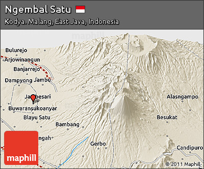 Shaded Relief 3D Map of Ngembal Satu