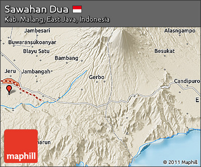 Shaded Relief 3D Map of Sawahan Dua