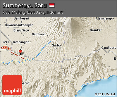 Shaded Relief 3D Map of Sumberayu Satu