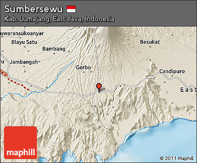 Shaded Relief 3D Map of Sumbersewu