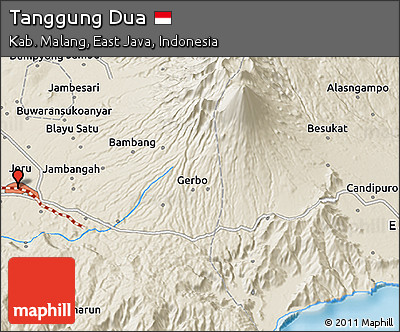 Shaded Relief 3D Map of Tanggung Dua