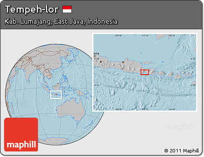 Gray Location Map of Tempeh-lor, hill shading