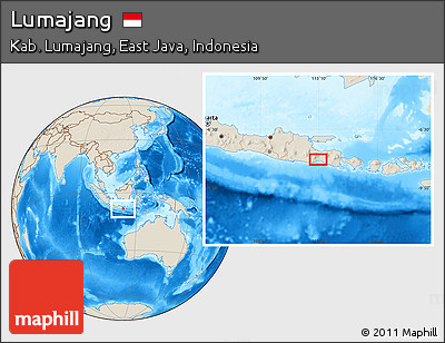 Shaded Relief Location Map of Lumajang