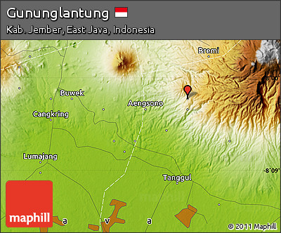 Physical Map of Gununglantung