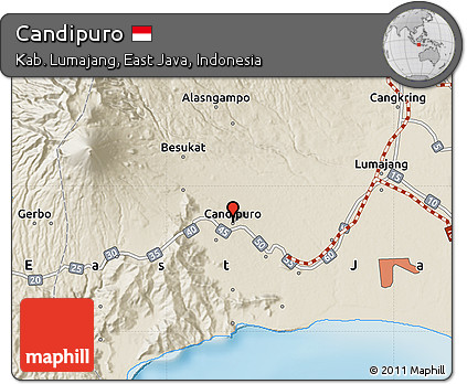 Shaded Relief Map of Candipuro
