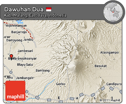 Shaded Relief Map of Dawuhan Dua