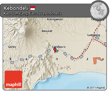 Shaded Relief Map of Kebondeli
