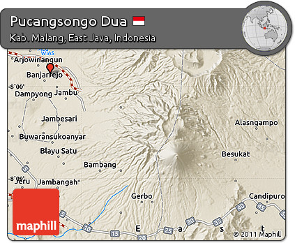 Shaded Relief Map of Pucangsongo Dua