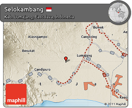 Shaded Relief Map of Selokambang