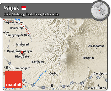 Shaded Relief Map of Wajak