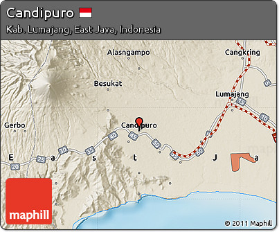 Shaded Relief Map of Candipuro