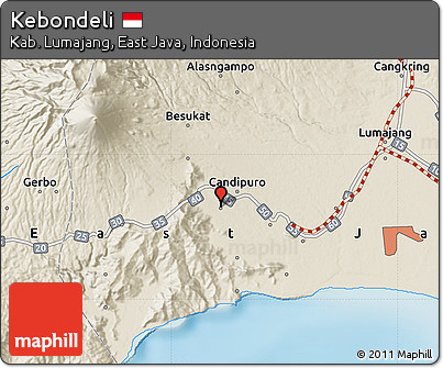 Shaded Relief Map of Kebondeli