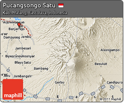 Shaded Relief Map of Pucangsongo Satu