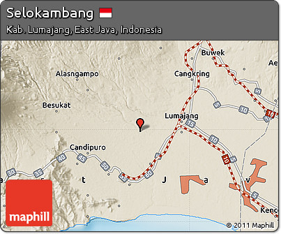 Shaded Relief Map of Selokambang