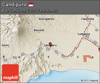 Shaded Relief Map of Candipuro