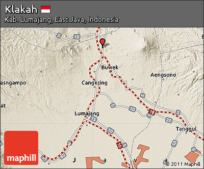 Shaded Relief Map of Klakah