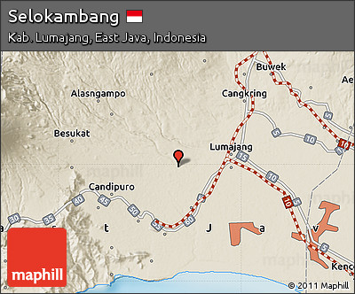 Shaded Relief Map of Selokambang