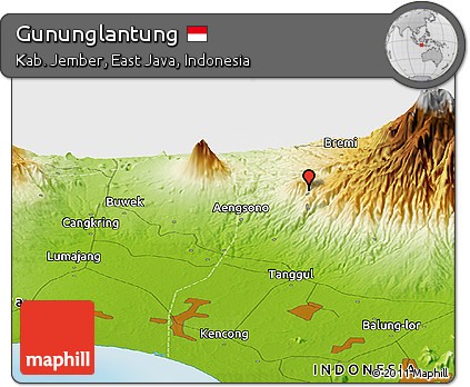 Physical Panoramic Map of Gununglantung