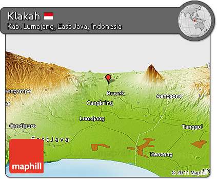 Physical Panoramic Map of Klakah