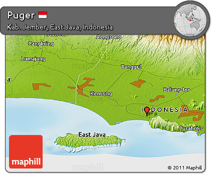 Physical Panoramic Map of Puger