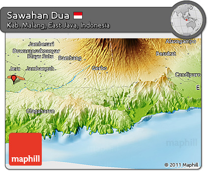 Physical Panoramic Map of Sawahan Dua
