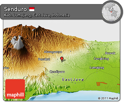 Physical Panoramic Map of Senduro