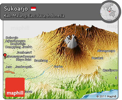 Physical Panoramic Map of Sukoarjo