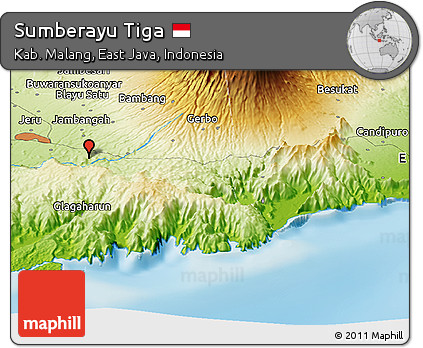 Physical Panoramic Map of Sumberayu Tiga