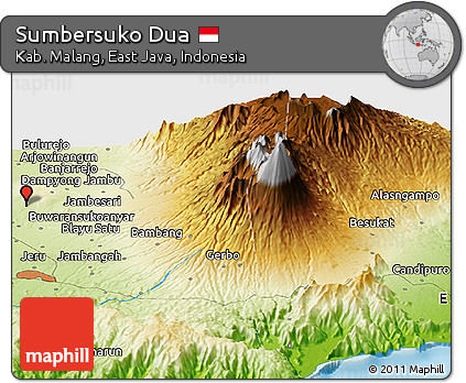 Physical Panoramic Map of Sumbersuko Dua