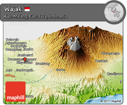 Physical Panoramic Map of Wajak