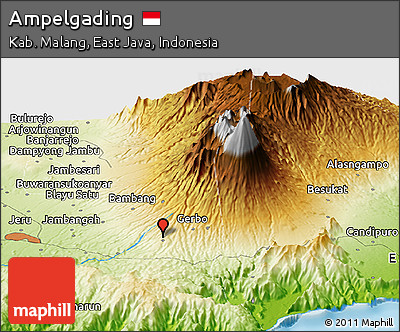 Physical Panoramic Map of Ampelgading