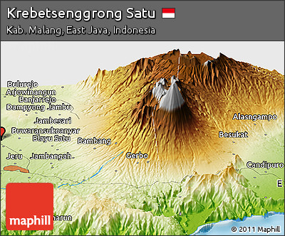 Physical Panoramic Map of Krebetsenggrong Satu