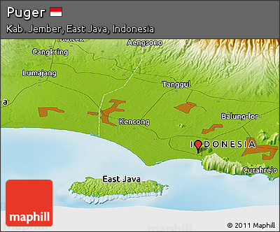 Physical Panoramic Map of Puger